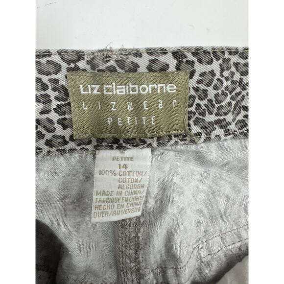 Liz Claiborne Liz Wear Womens Jeans Size 14 Petite Animal Print Brown Denim - Picture 3 of 10